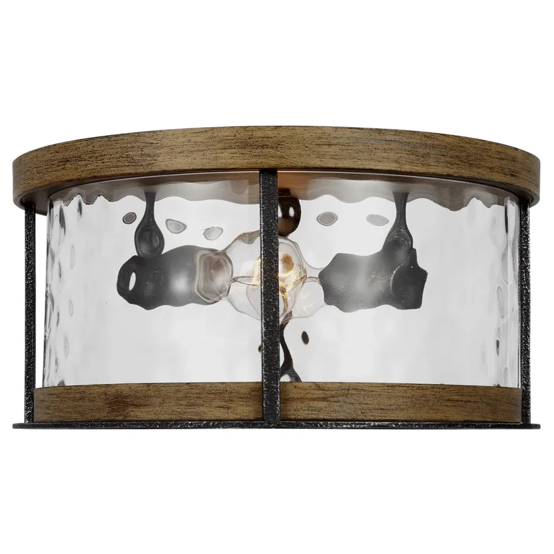 Angelo Flush Mount - Weathered Oak, Steel