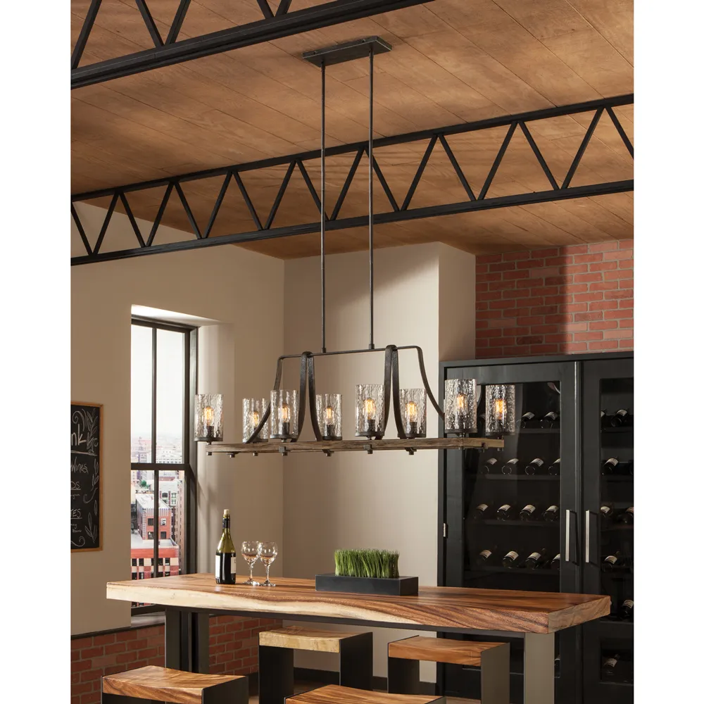 Angelo Linear Chandelier - Weathered Oak, Steel