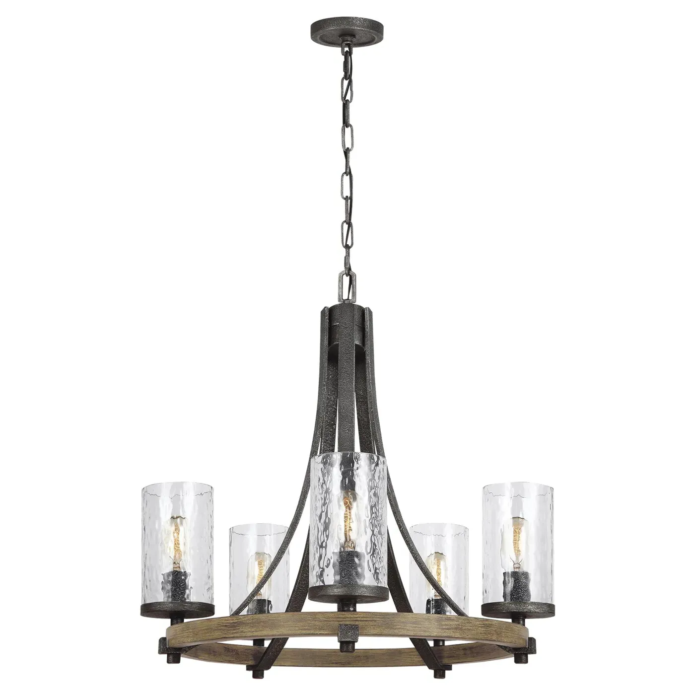 Angelo Small Chandelier - Weathered Oak, Steel