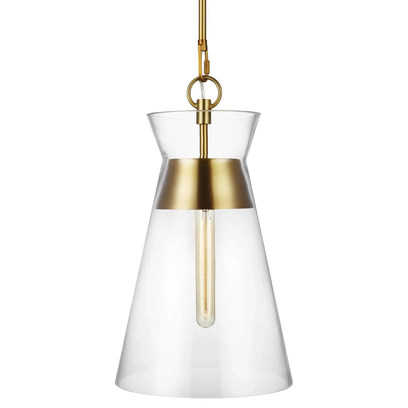 Atlantic Narrow Pendant Light - Burnished Brass, Glass