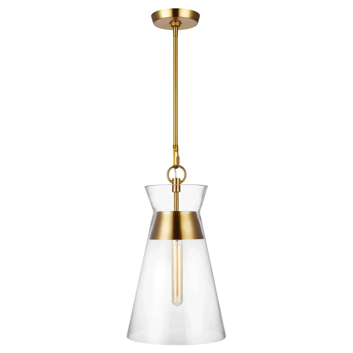 Atlantic Narrow Pendant Light - Burnished Brass, Glass image