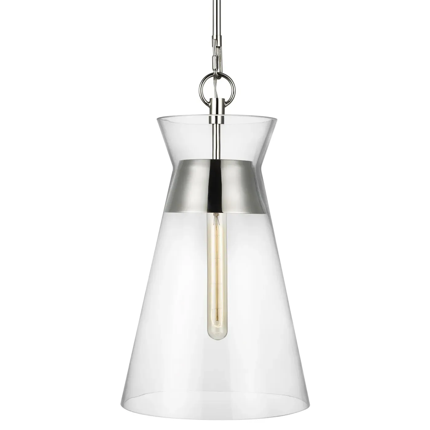 Atlantic Narrow Pendant Light - Polished Nickel, Glass
