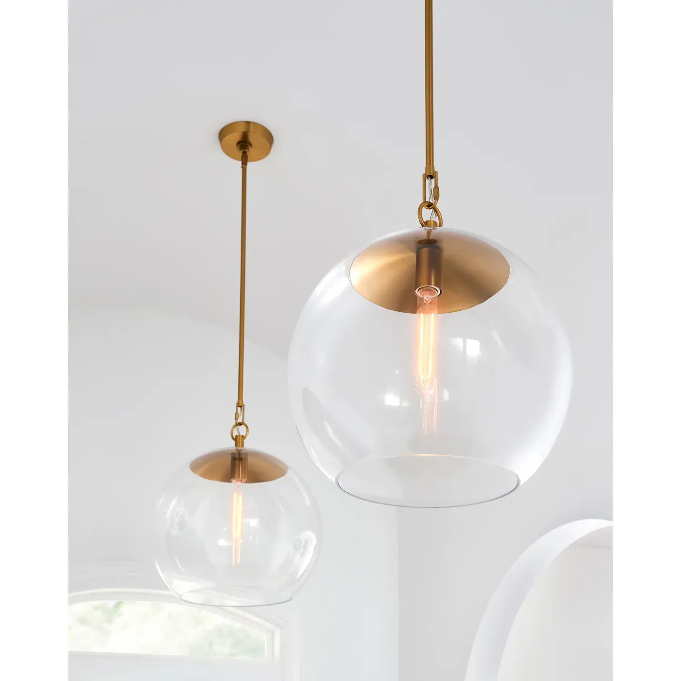 Atlantic Round Pendant Light - Burnished Brass, Glass