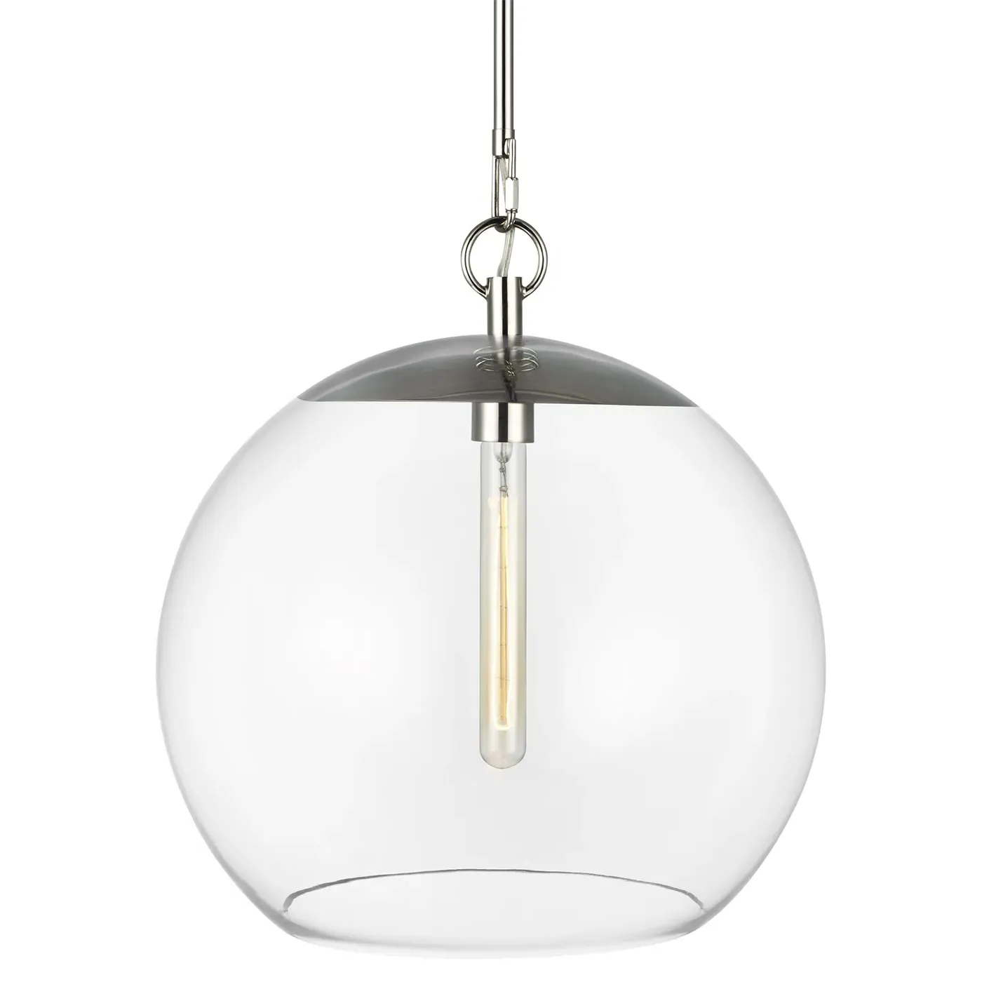 Atlantic Round Pendant Light - Polished Nickel, Glass