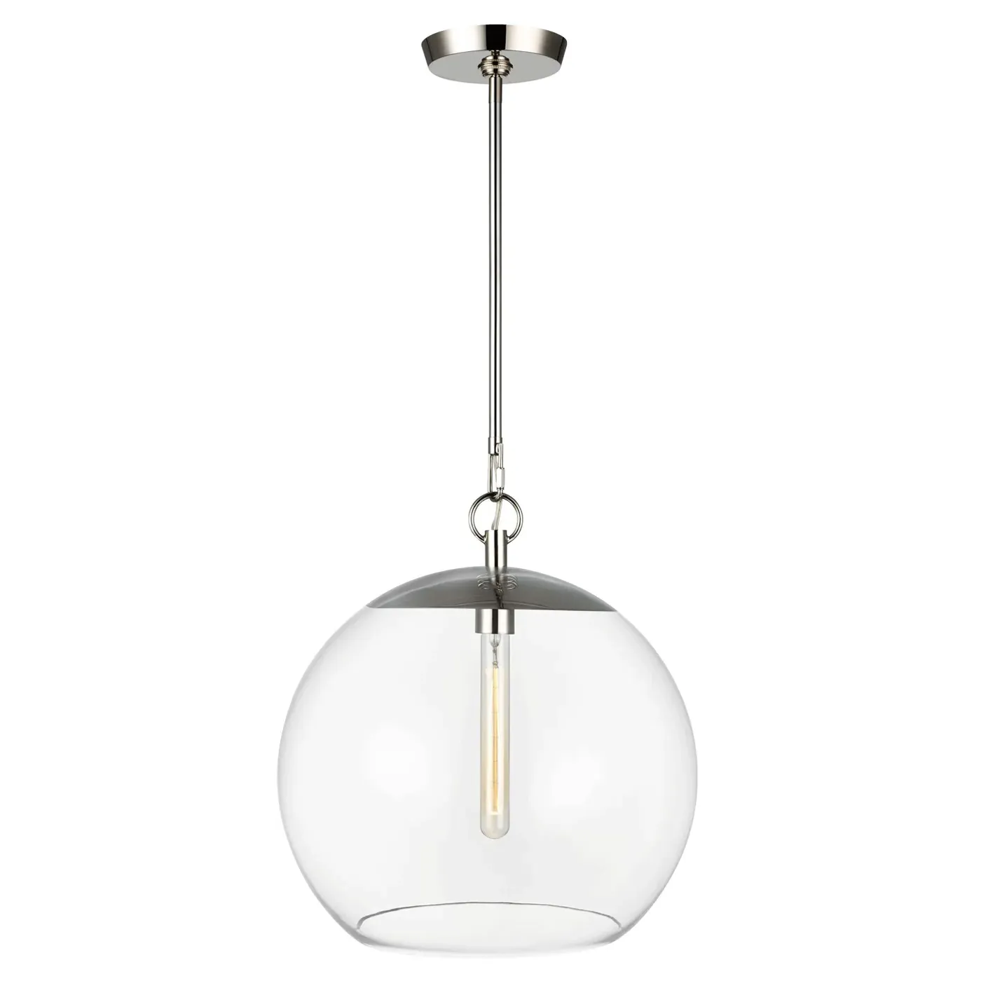 Atlantic Round Pendant Light - Polished Nickel, Glass