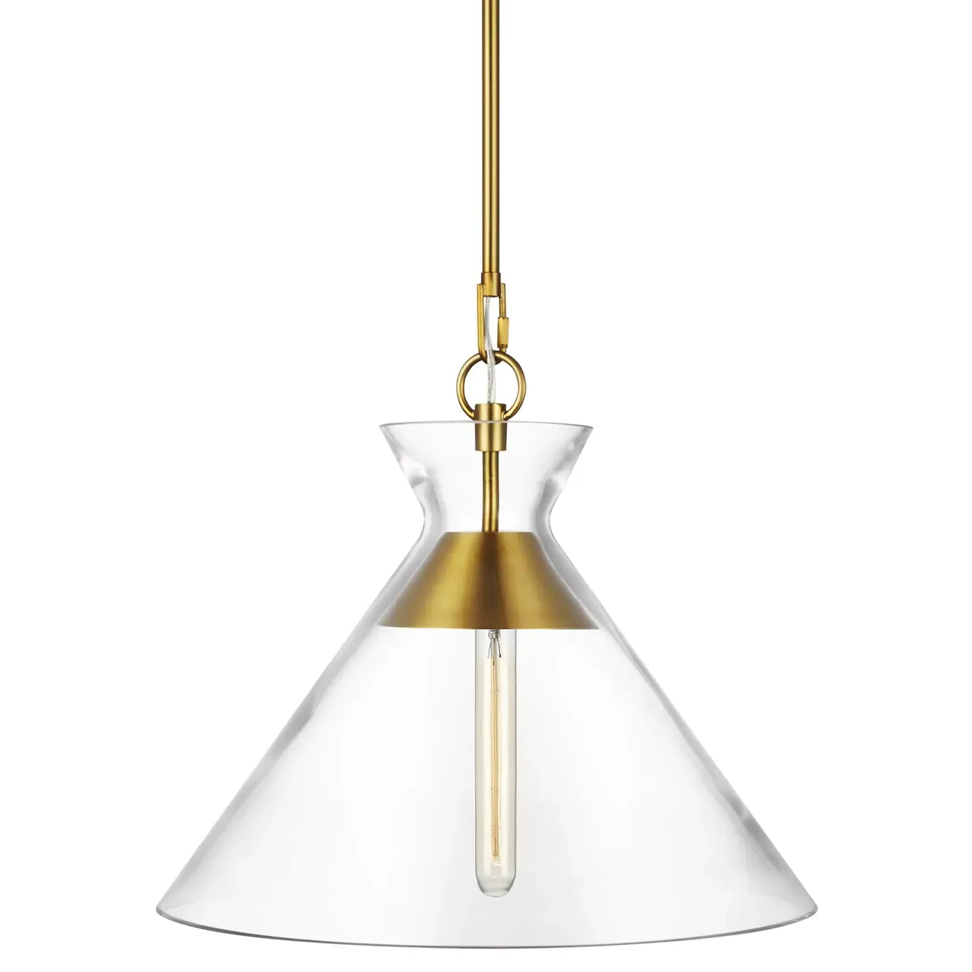 Atlantic Wide Pendant Light - Burnished Brass, Glass