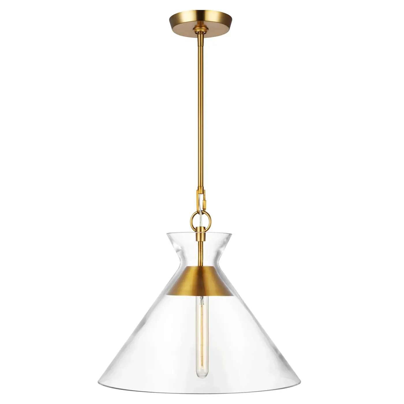Atlantic Wide Pendant Light - Burnished Brass, Glass