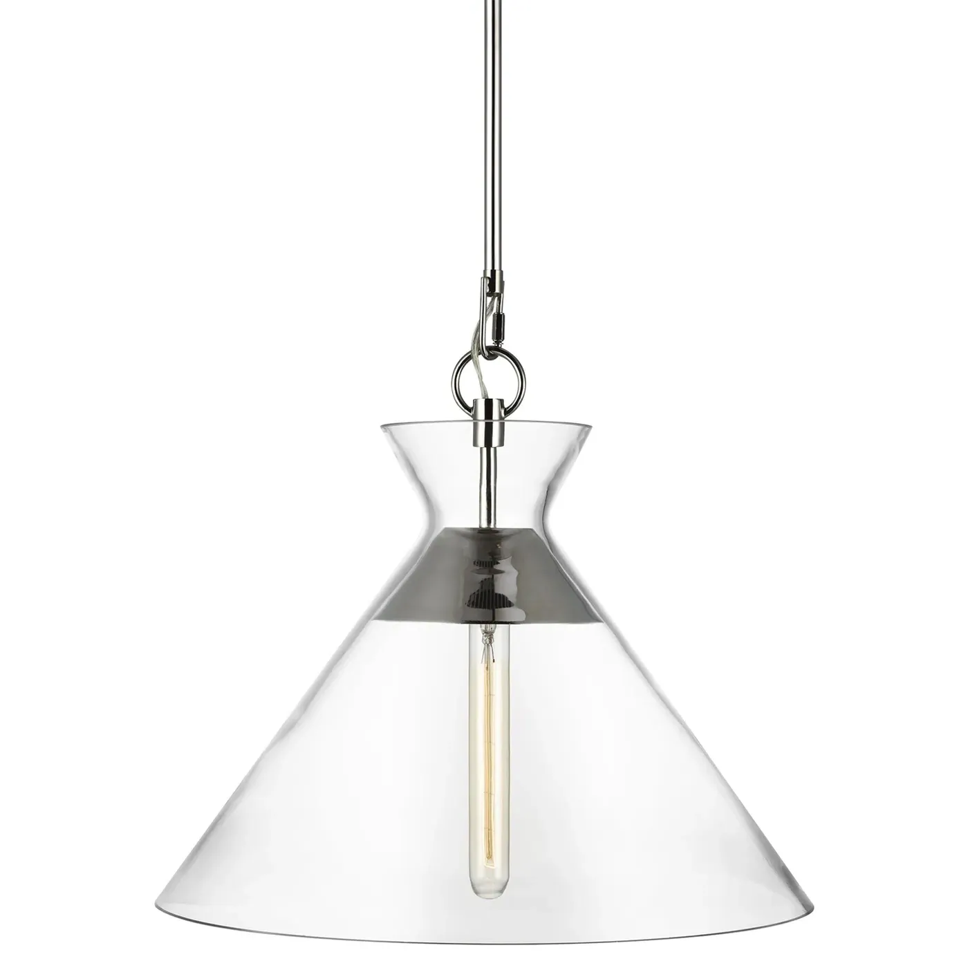 Atlantic Wide Pendant Light - Polished Nickel, Glass