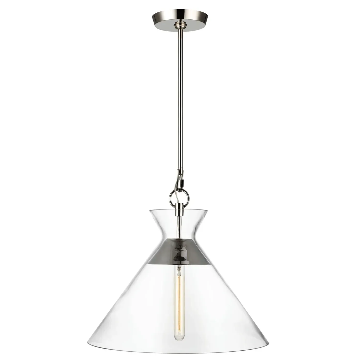 Atlantic Wide Pendant Light - Polished Nickel, Glass