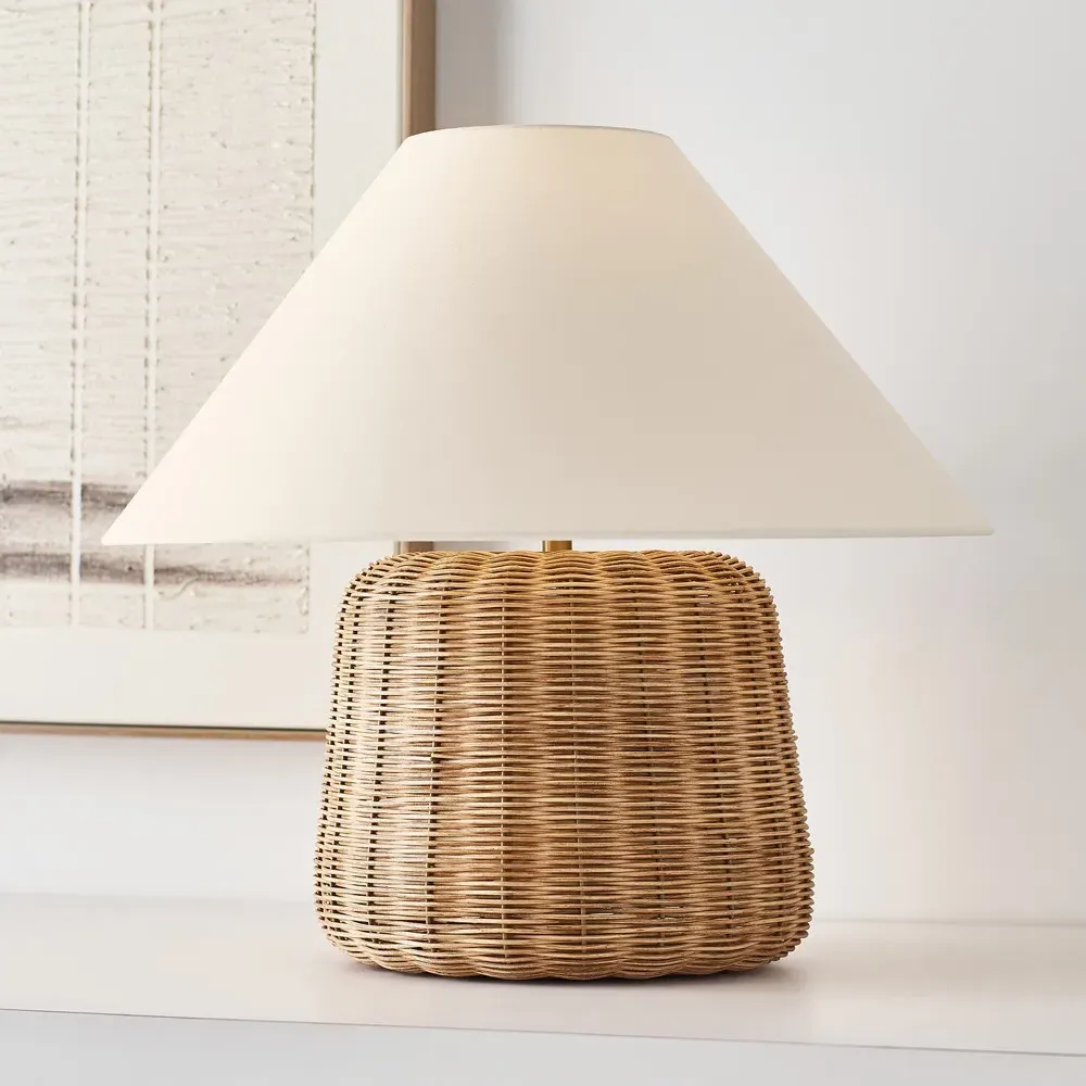 Dumar Round Table Lamp - Brown, Rattan