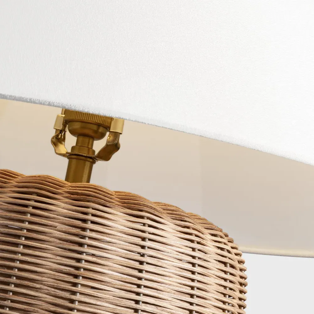 Dumar Round Table Lamp - Brown, Rattan