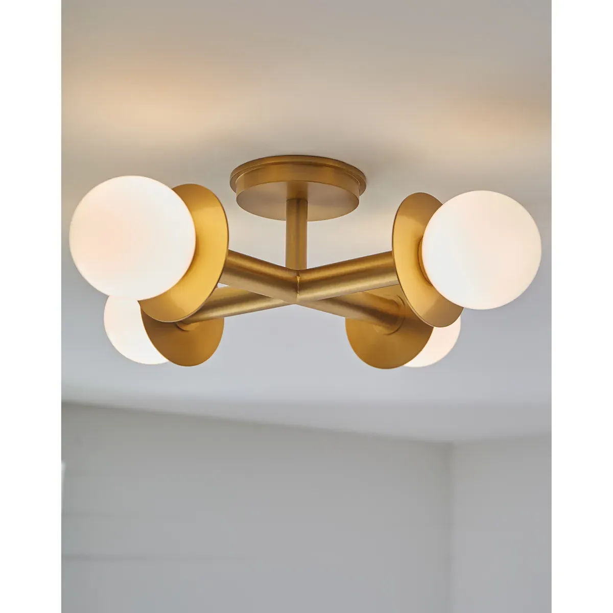 Nodes Semi Flush Mount - Burnished Brass, Steel