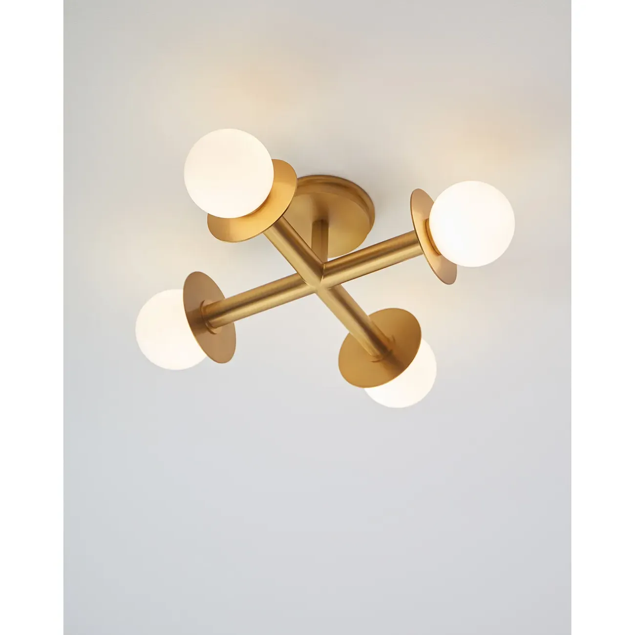 Nodes Semi Flush Mount - Burnished Brass, Steel