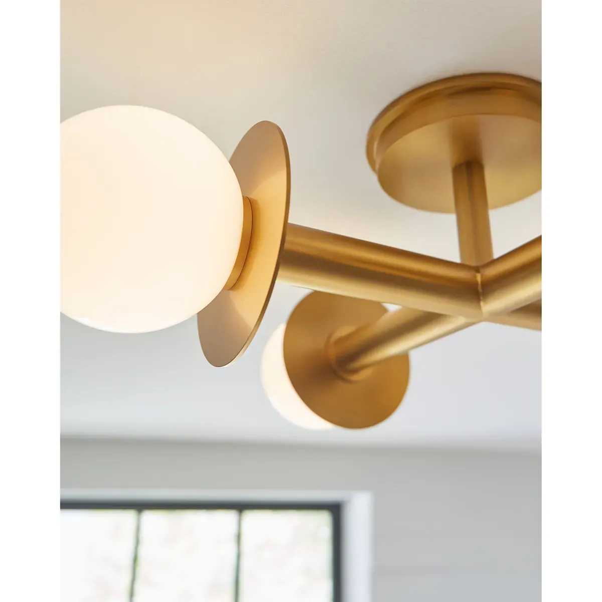 Nodes Semi Flush Mount - Burnished Brass, Steel