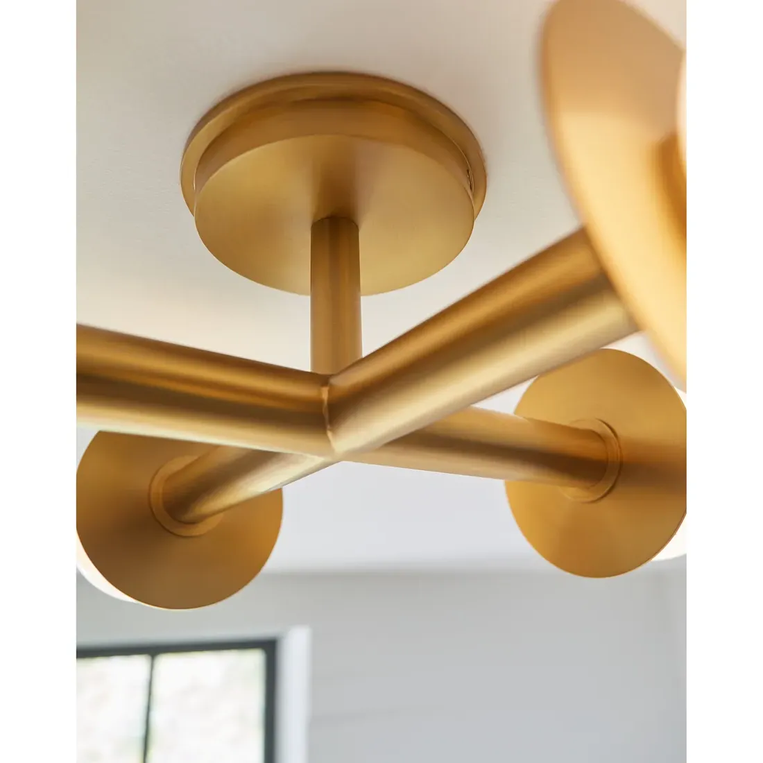 Nodes Semi Flush Mount - Burnished Brass, Steel