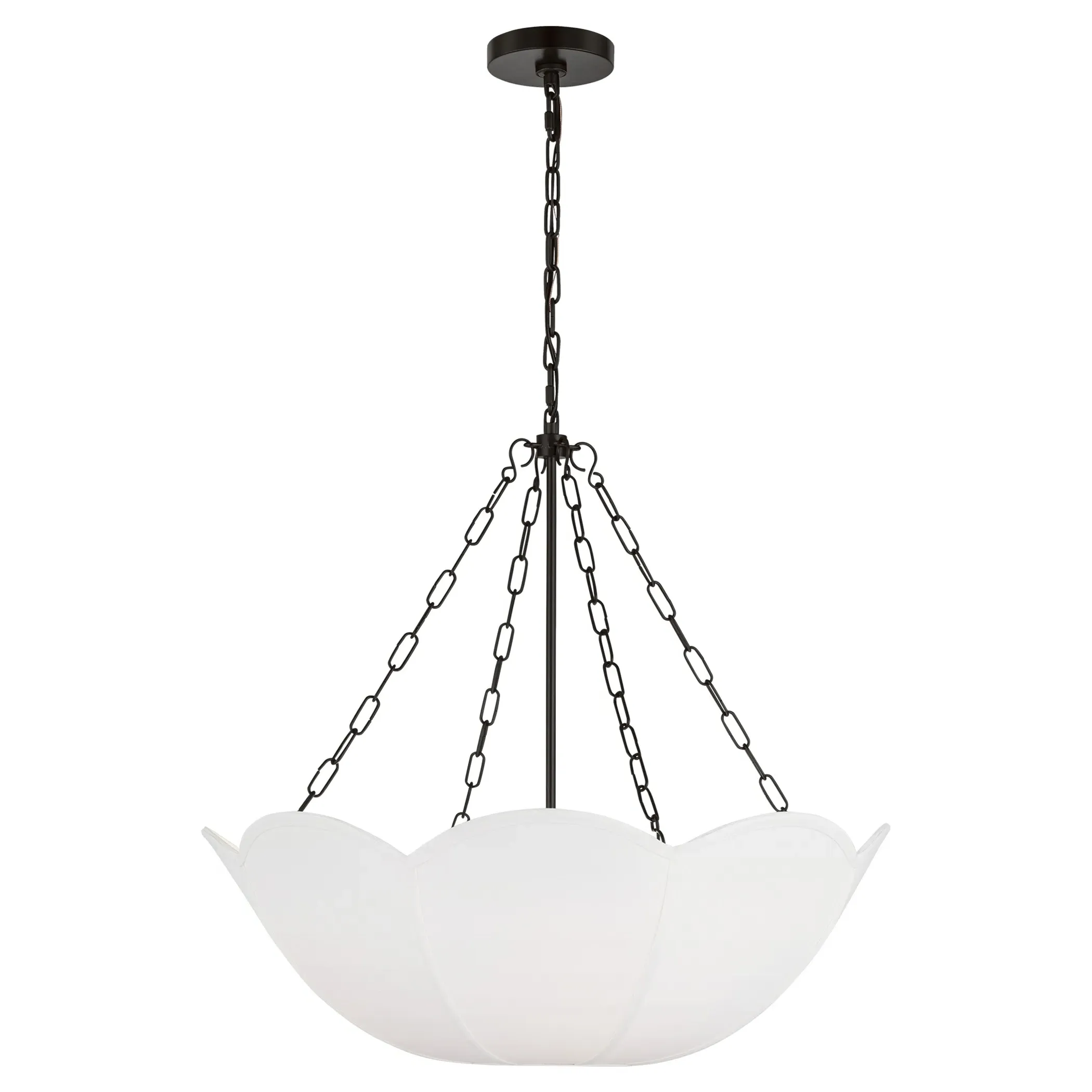 Stassi 3 Light Chandelier with Scalloped Shade - Aged Iron