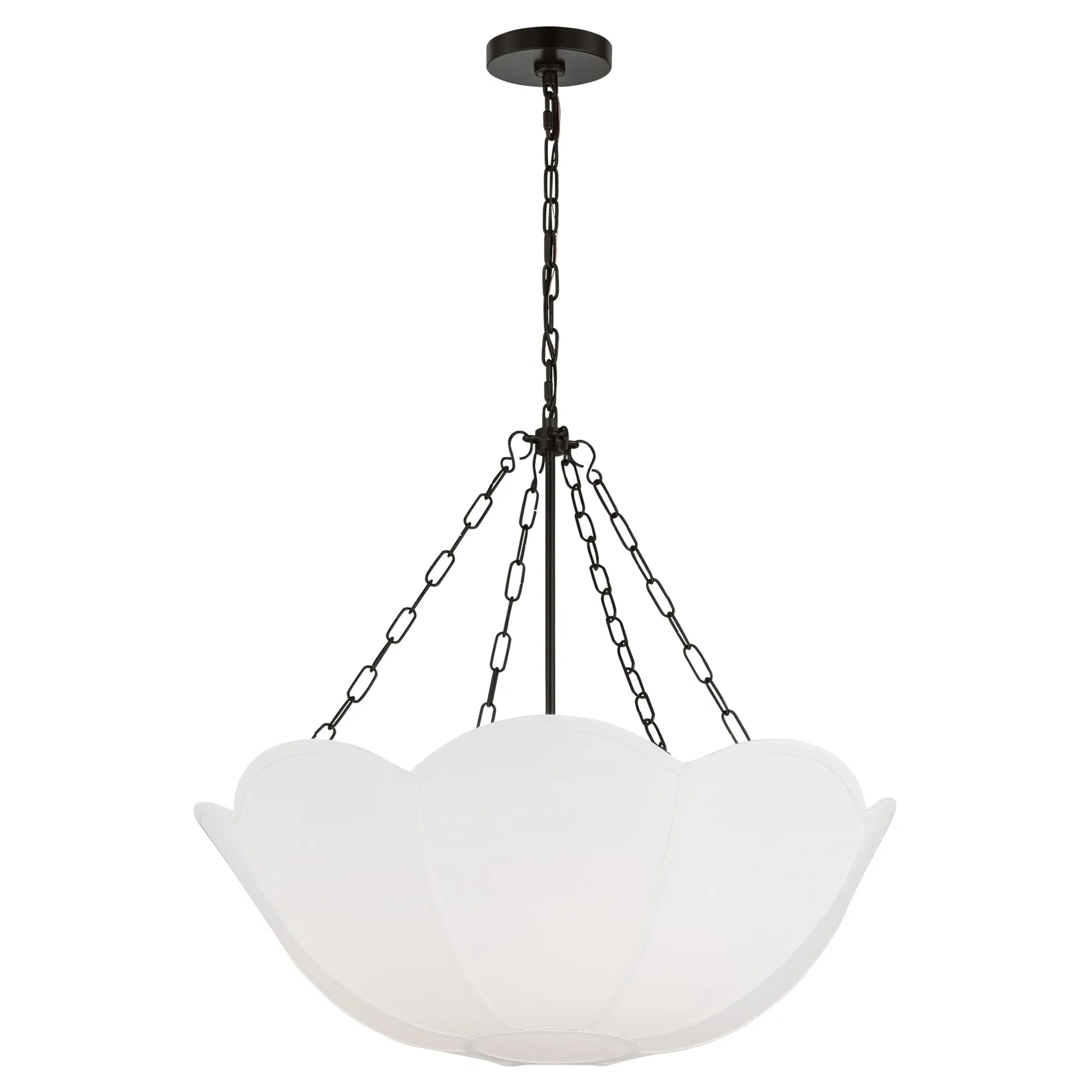 Stassi 3 Light Chandelier with Scalloped Shade - Aged Iron
