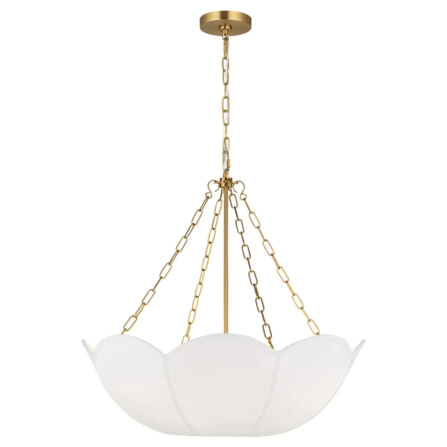 Stassi 3 Light Chandelier with Scalloped Shade - Burnished Brass