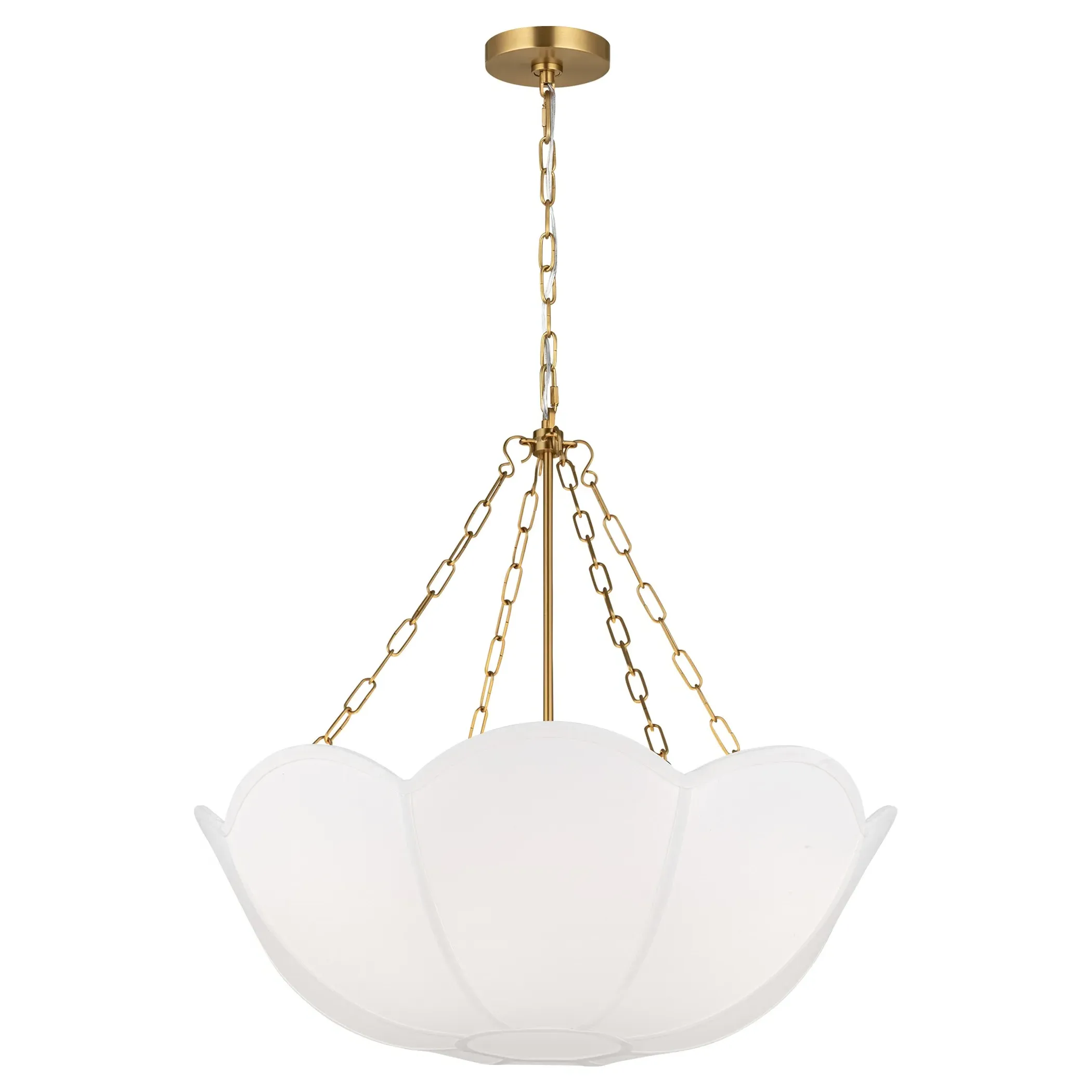 Stassi 3 Light Chandelier with Scalloped Shade - Burnished Brass