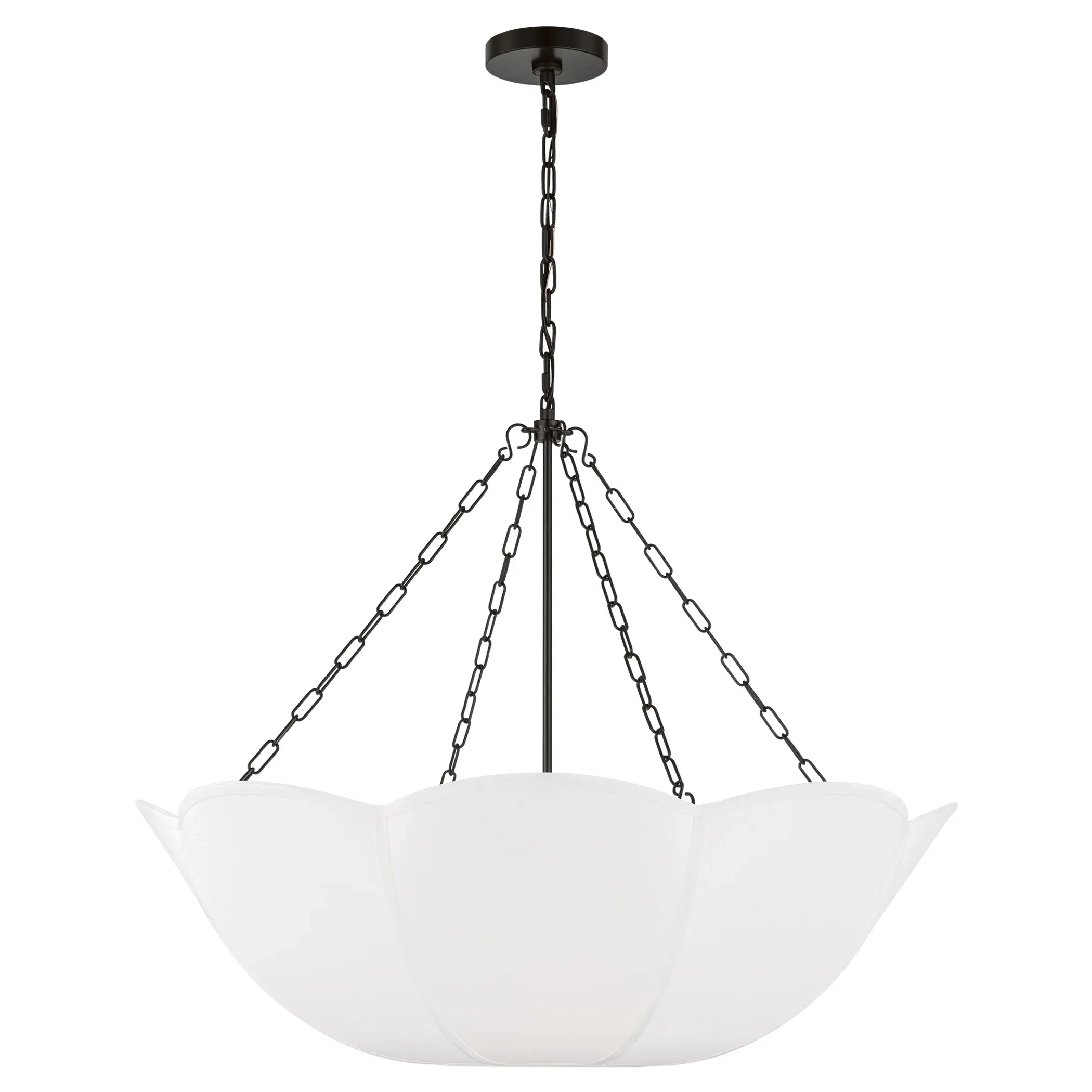 Stassi 4 Light Chandelier with Scalloped Shade - Aged Iron