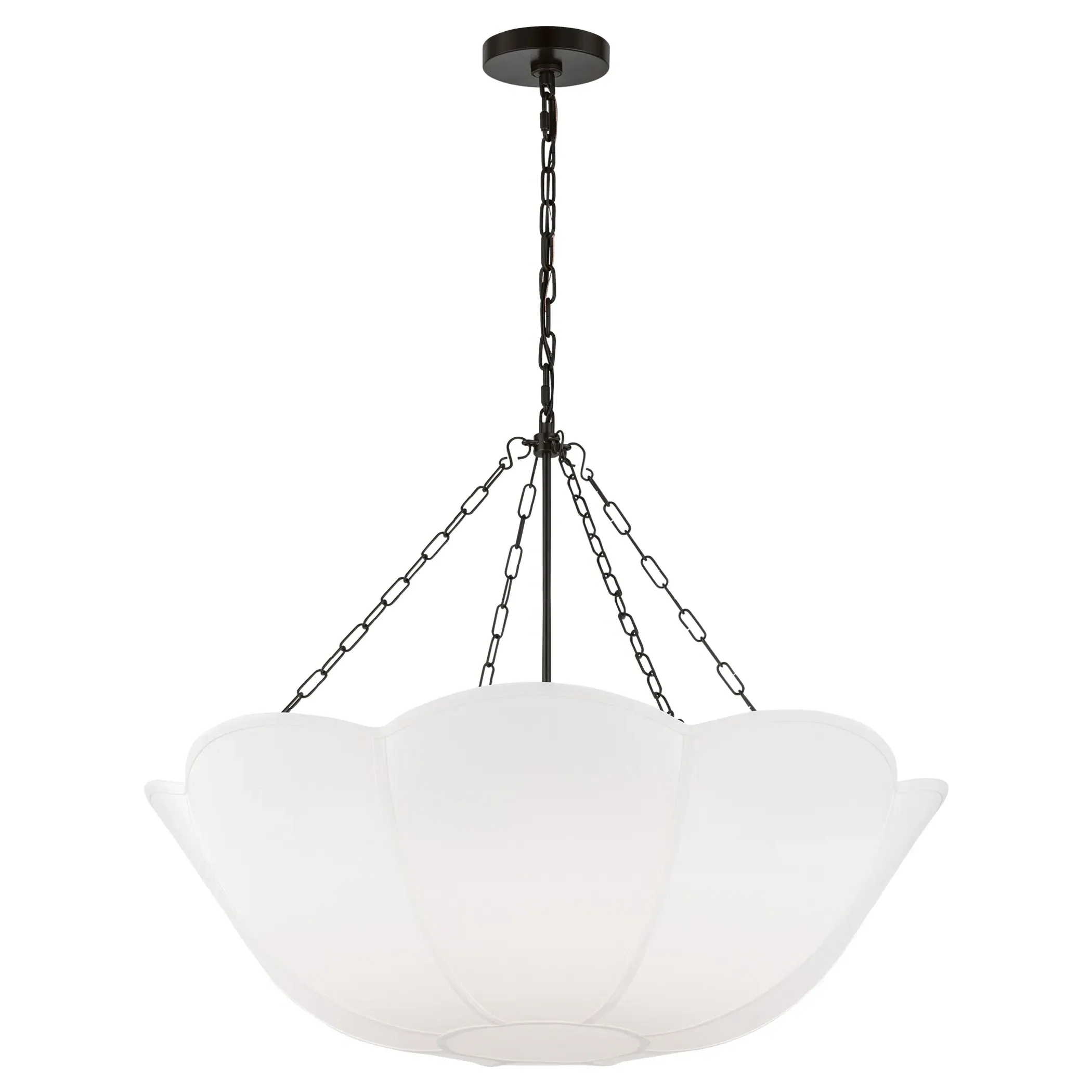 Stassi 4 Light Chandelier with Scalloped Shade - Aged Iron