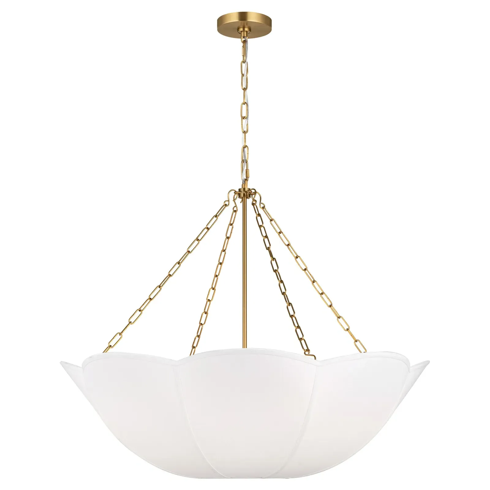 Stassi 4 Light Chandelier with Scalloped Shade - Burnished Brass