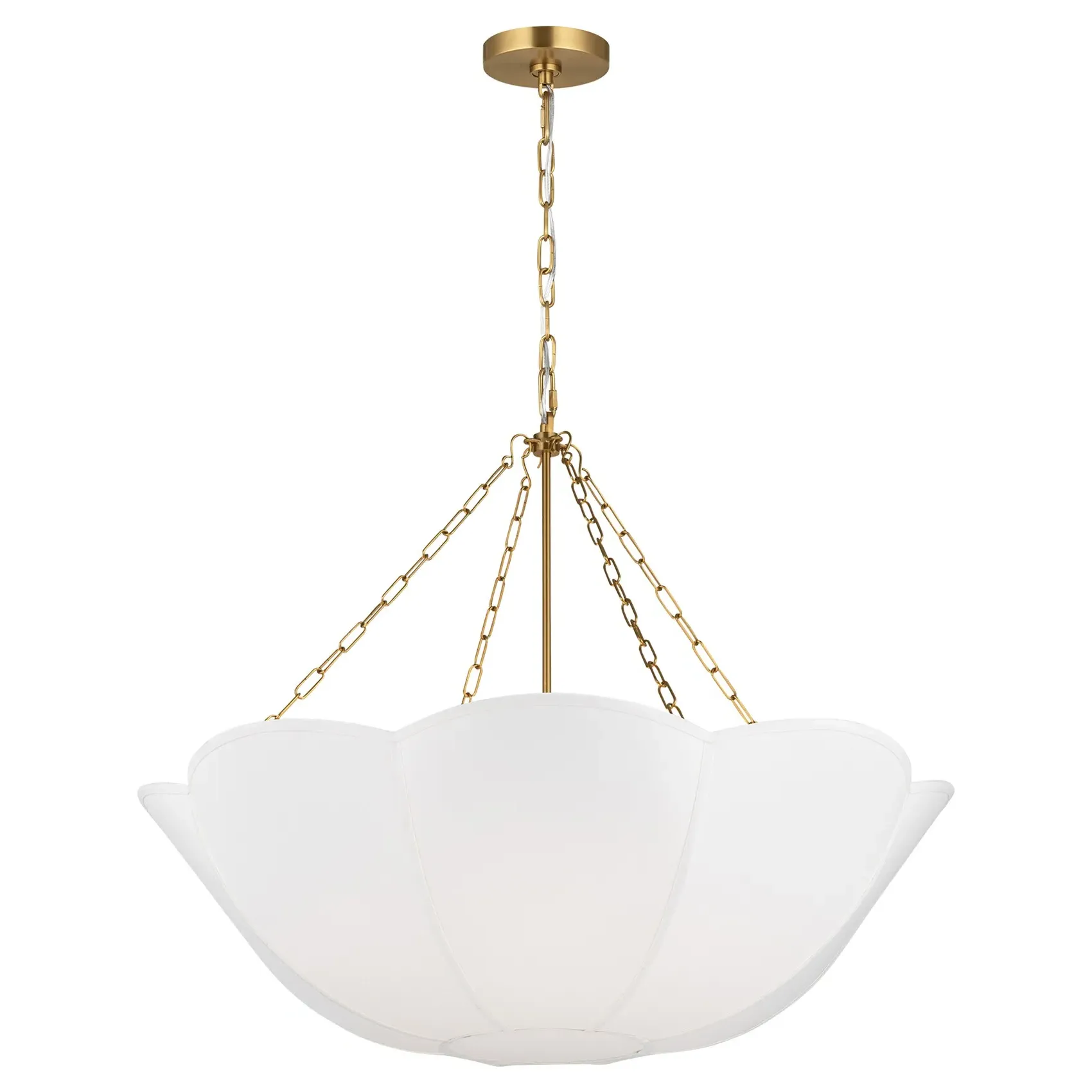 Stassi 4 Light Chandelier with Scalloped Shade - Burnished Brass