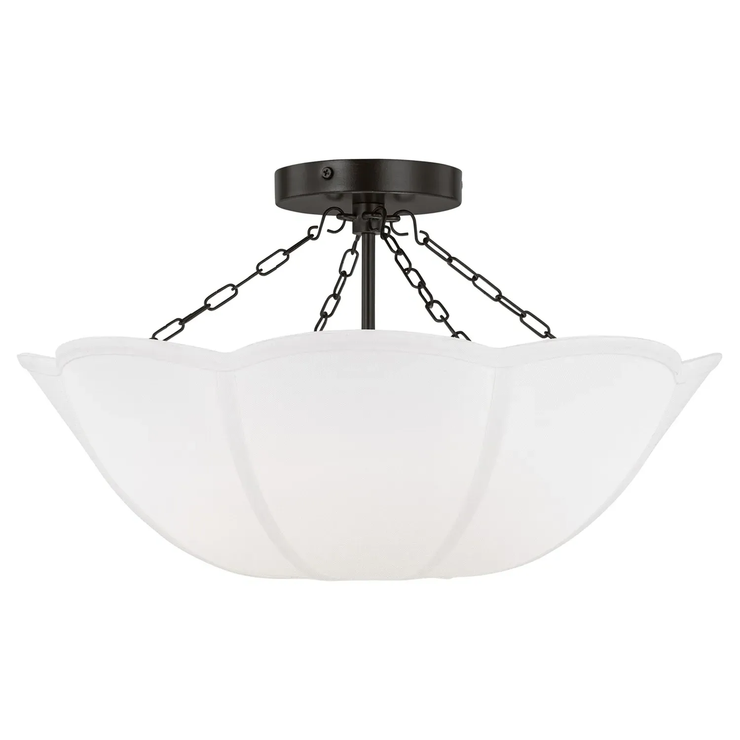Stassi Semi Flush Mount with Scalloped Shade - Aged Iron