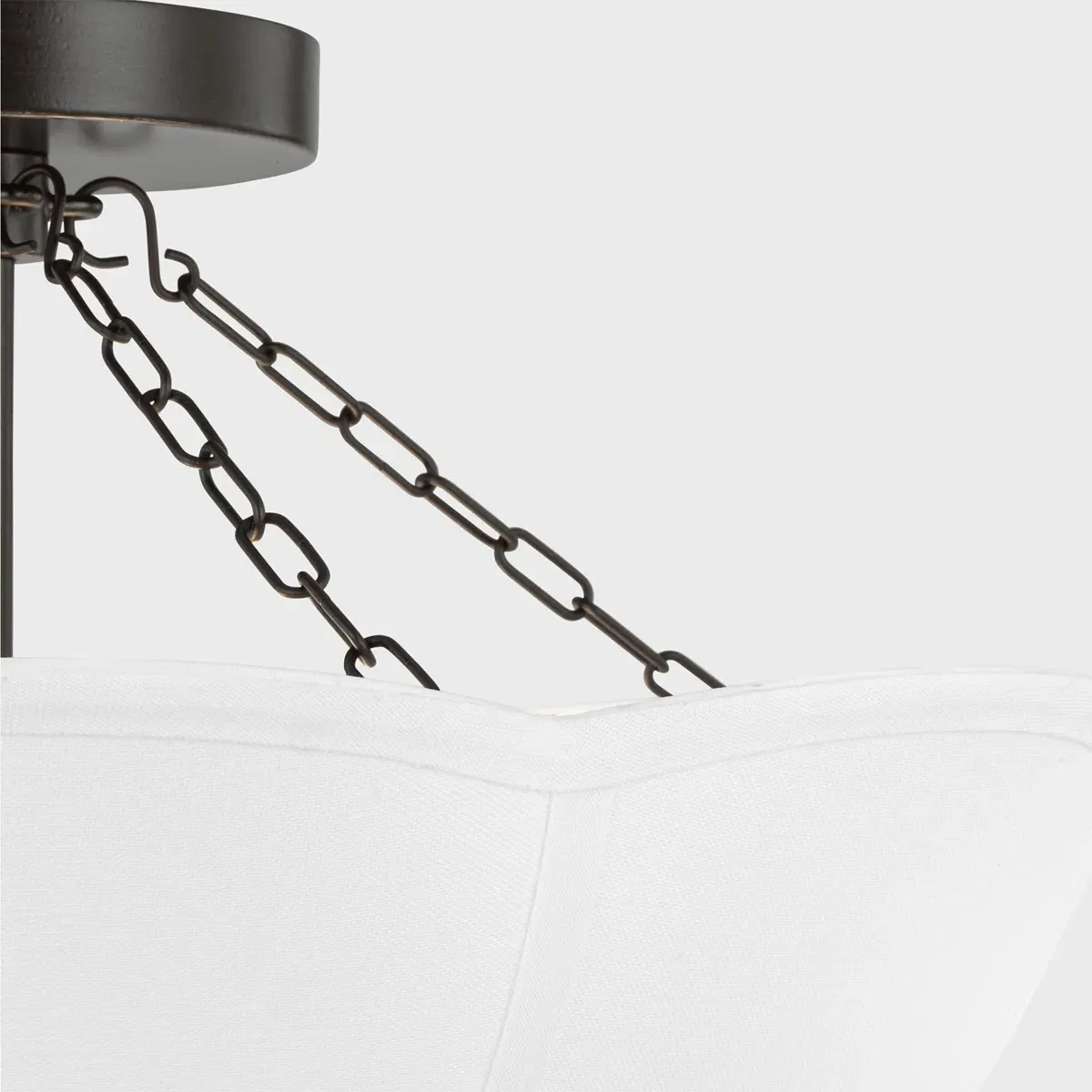 Stassi Semi Flush Mount with Scalloped Shade - Aged Iron