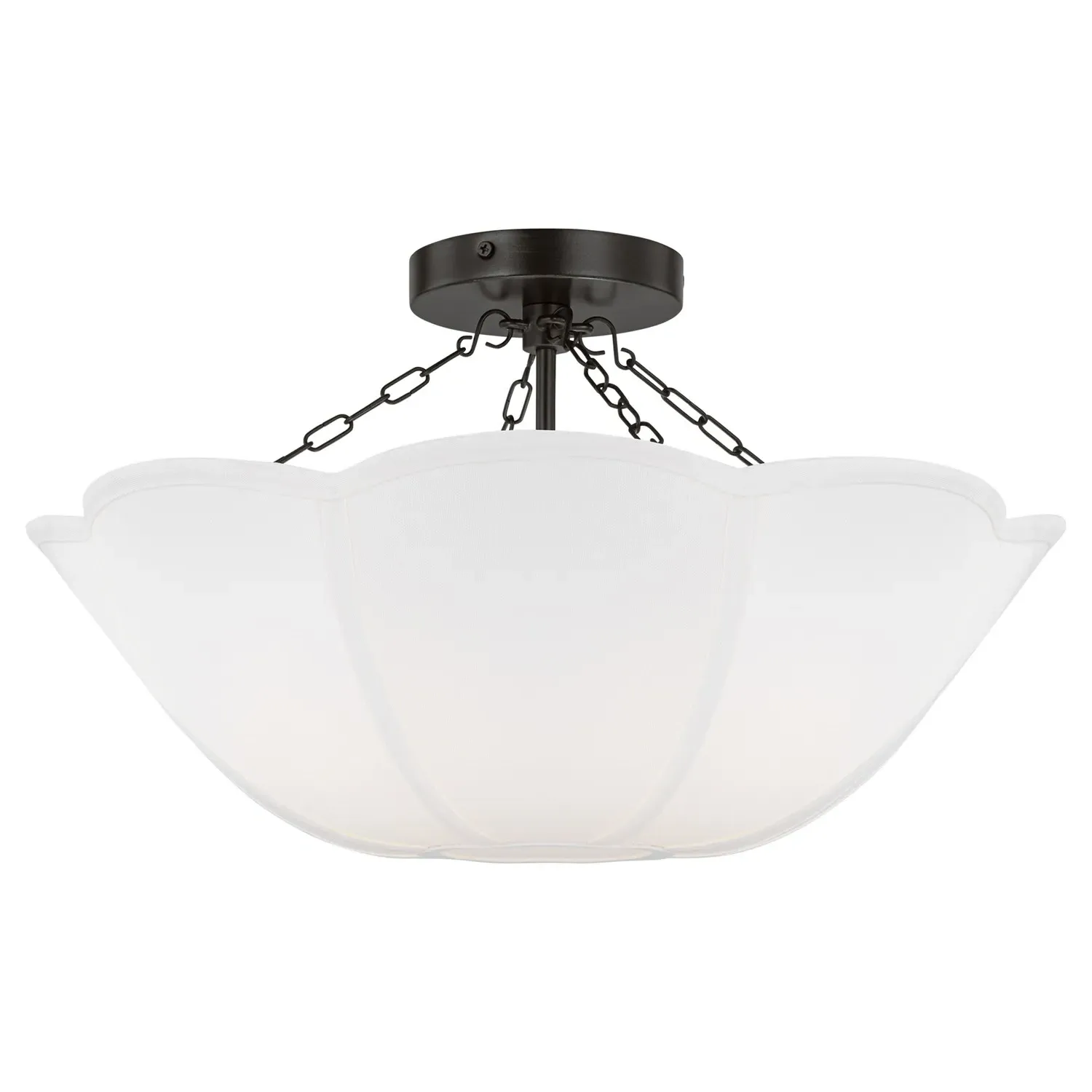 Stassi Semi Flush Mount with Scalloped Shade - Aged Iron image