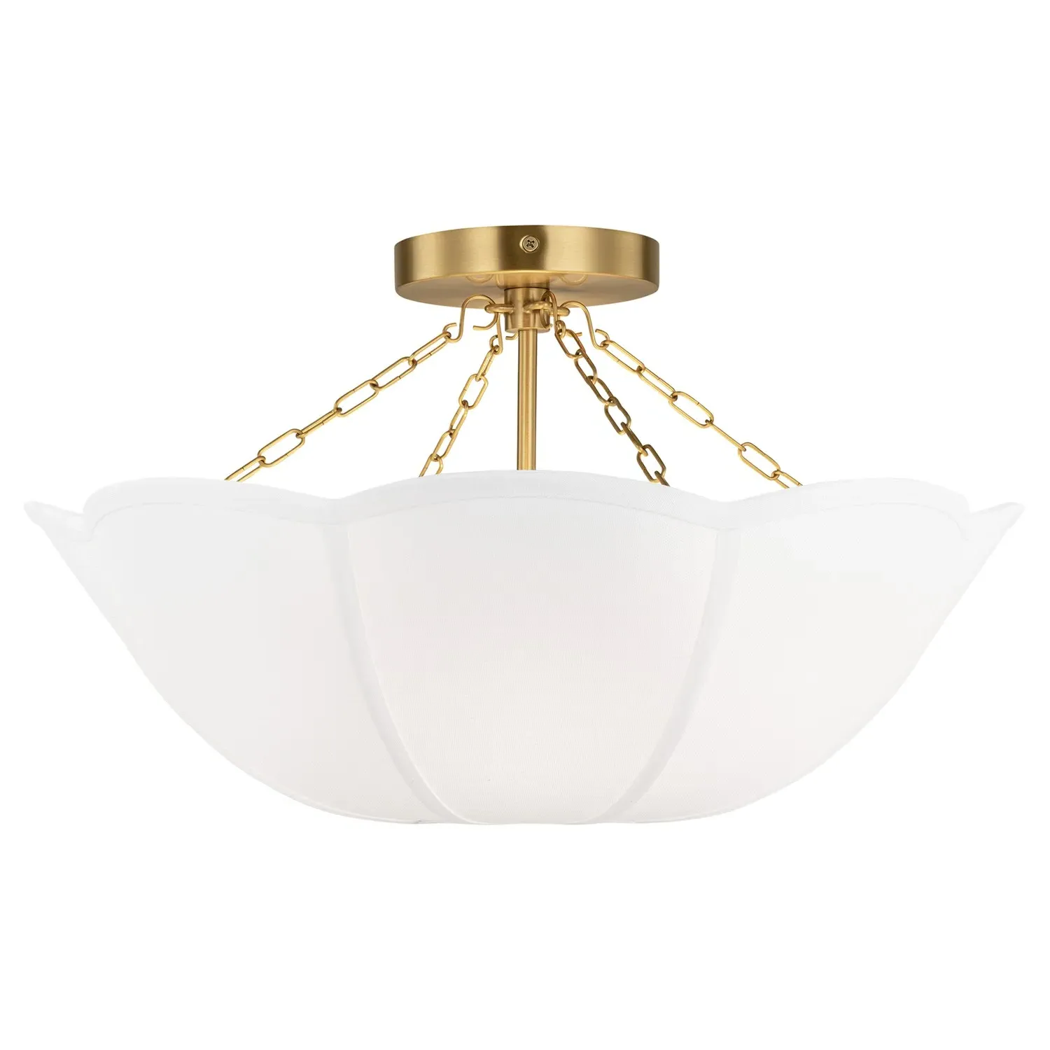 Stassi Semi Flush Mount with Scalloped Shade - Burnished Brass