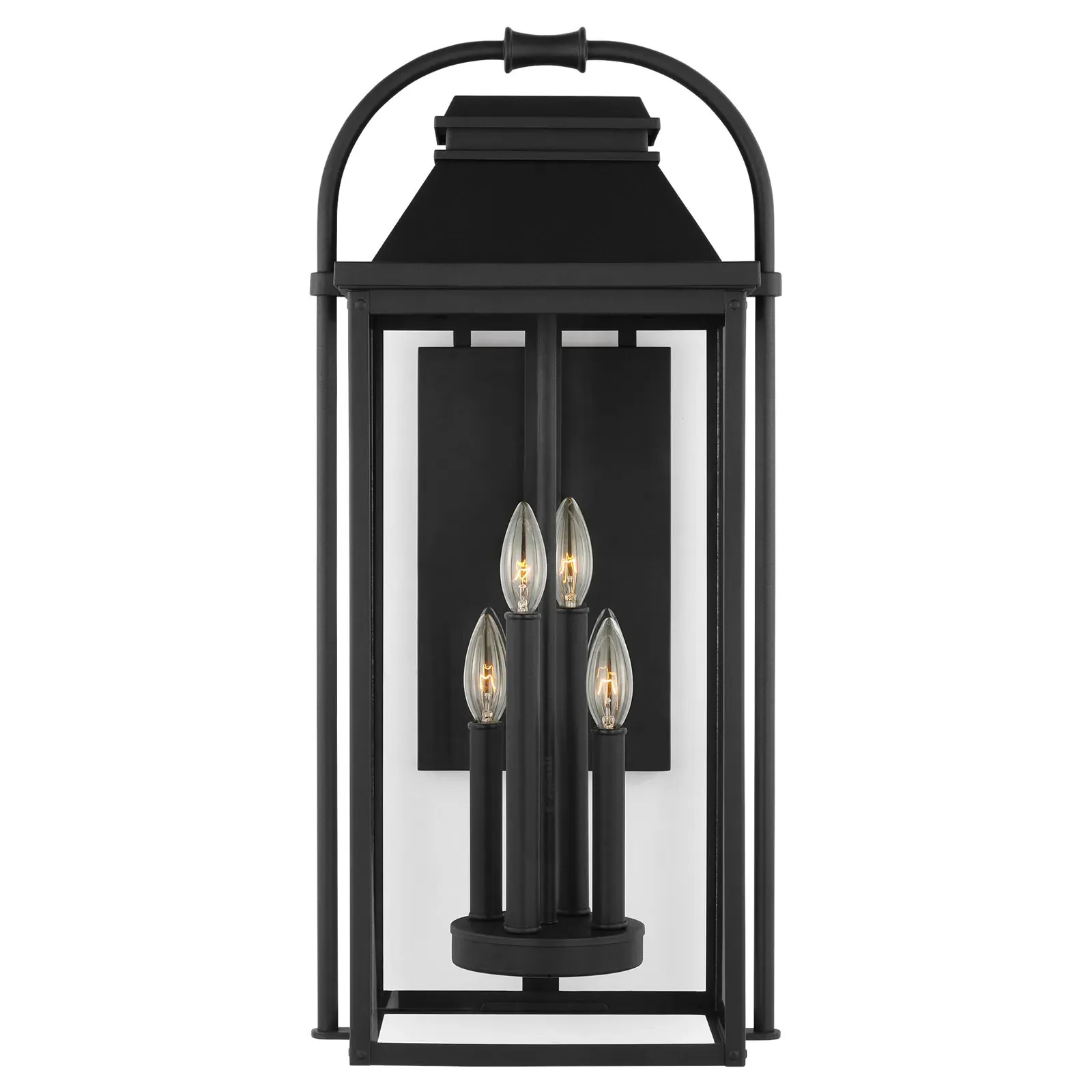 Wellsworth Large Lantern Sconce - Textured Black, Aluminum