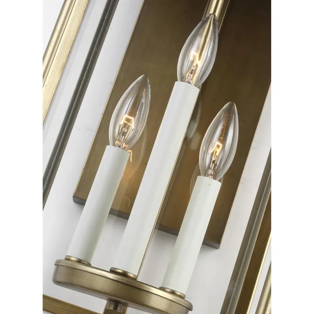 Wellsworth Medium Lantern Sconce - Painted Distressed Brass