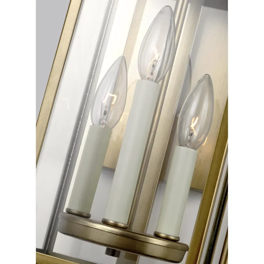 Wellsworth Small Lantern Sconce - Painted Distressed Brass