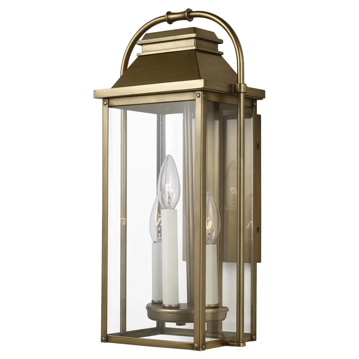 Wellsworth Small Lantern Sconce - Painted Distressed Brass image