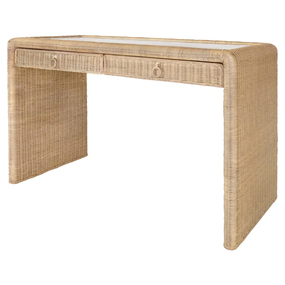 Adrien Woven Rattan Desk - Natural