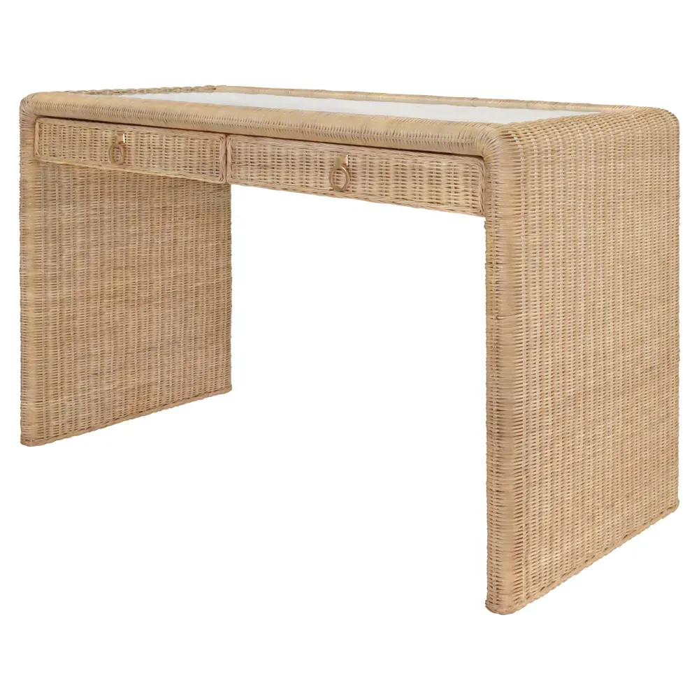Adrien Woven Rattan Desk - Natural