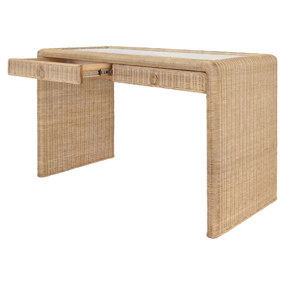 Adrien Woven Rattan Desk - Natural