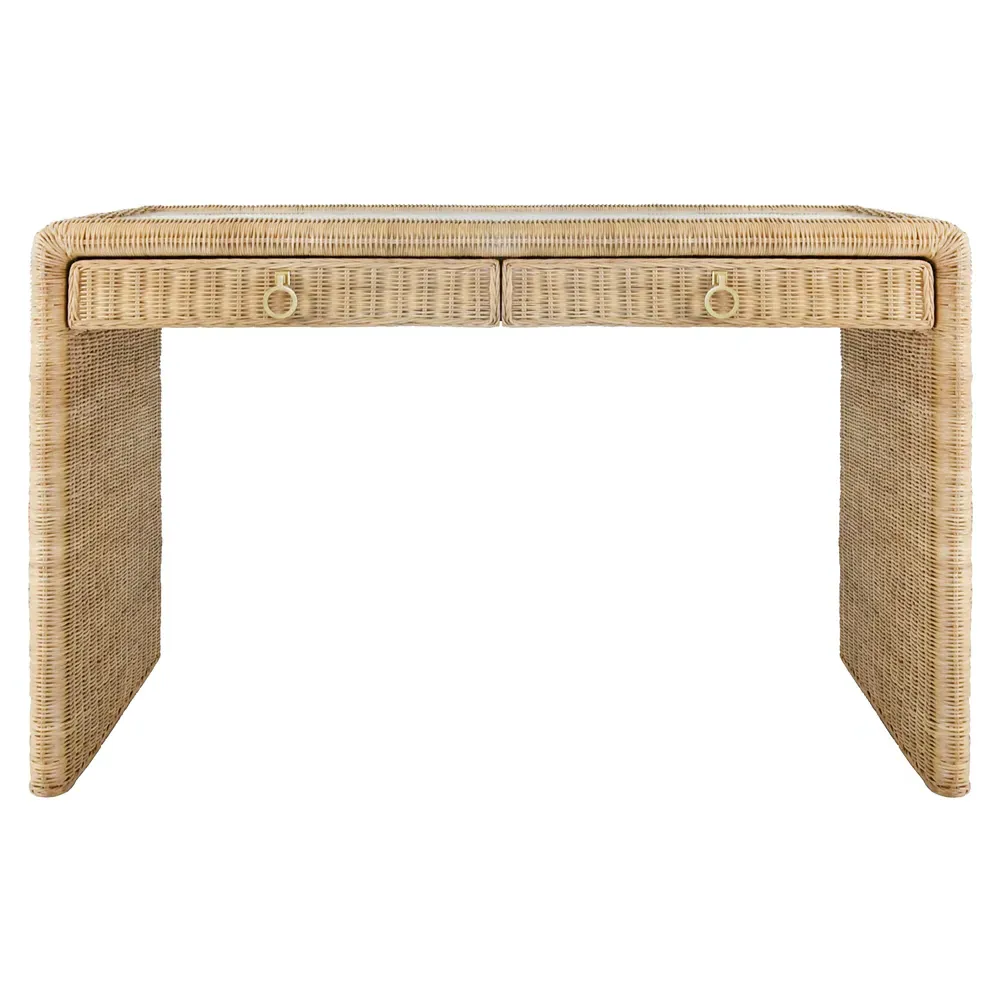 Adrien Woven Rattan Desk - Natural