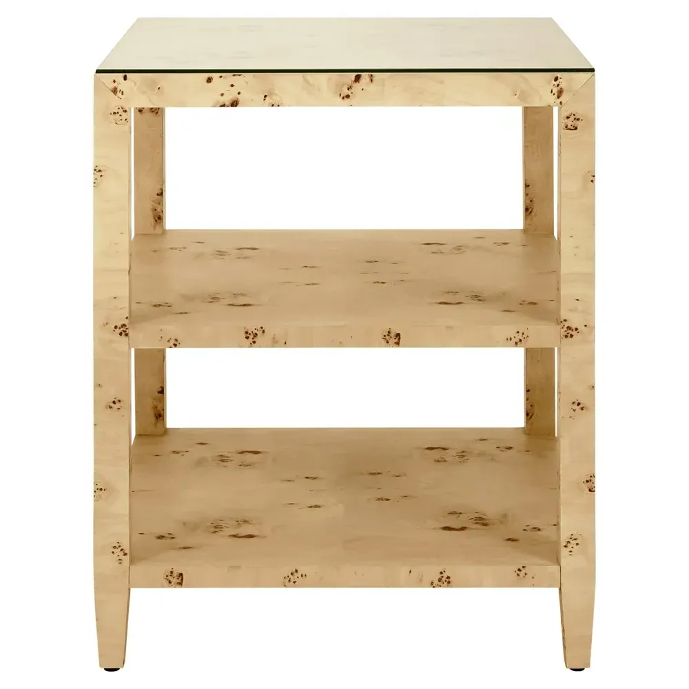 Amie Square Side Table - Brown, Burl Wood image