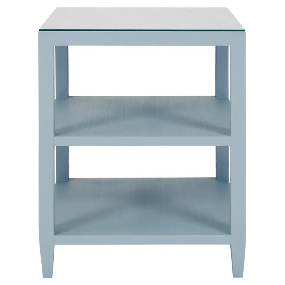 Amie Square Side Table - Light Blue, Linen