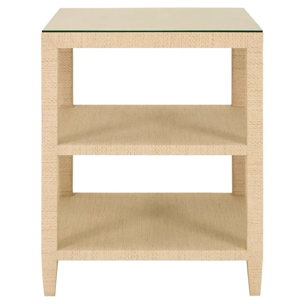 Amie Square Side Table - Natural, Grasscloth