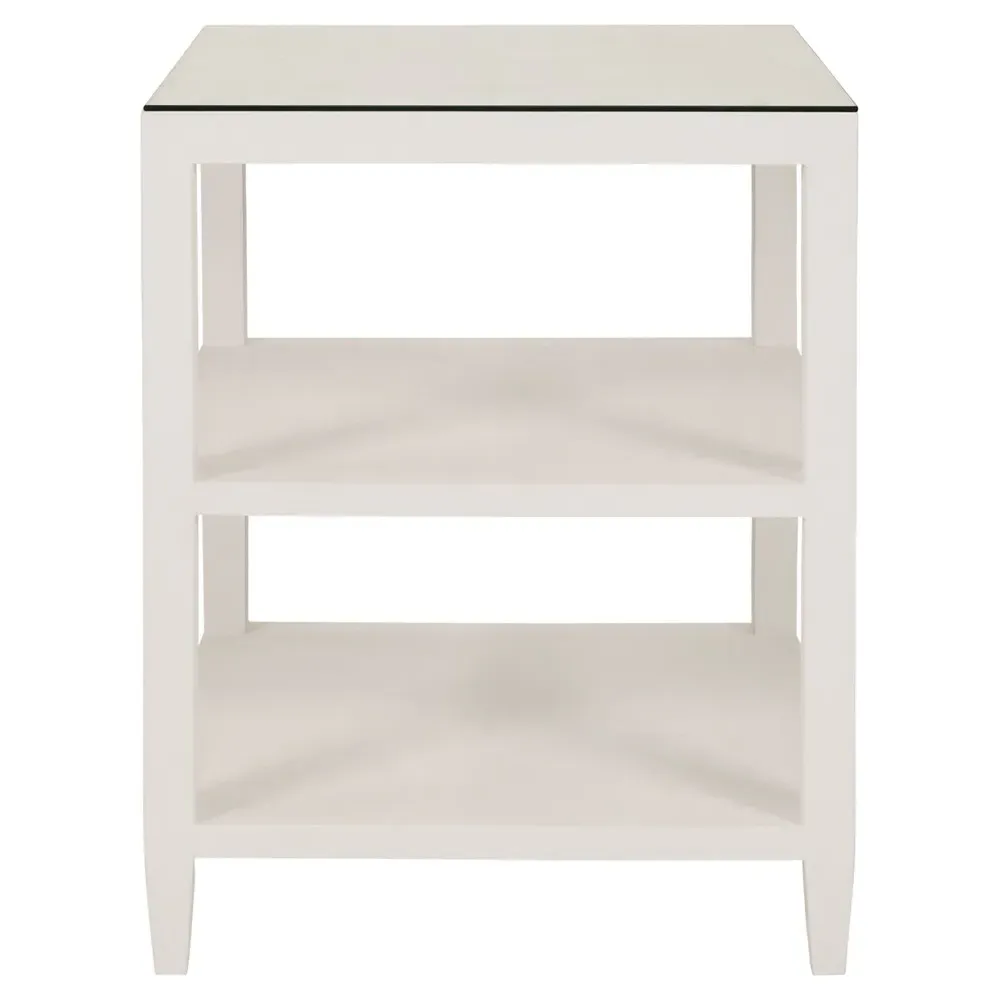 Amie Square Side Table - White, Linen