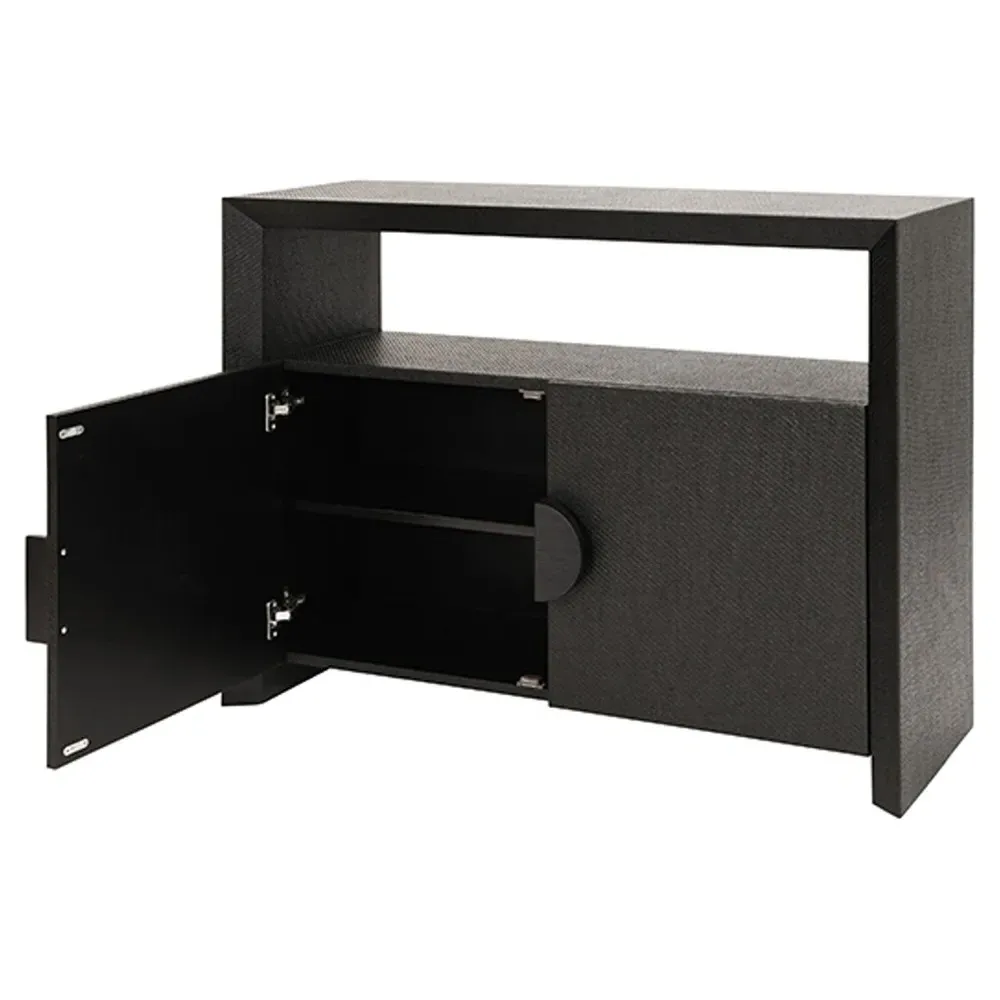 Aspen Console Table - Black, Grasscloth