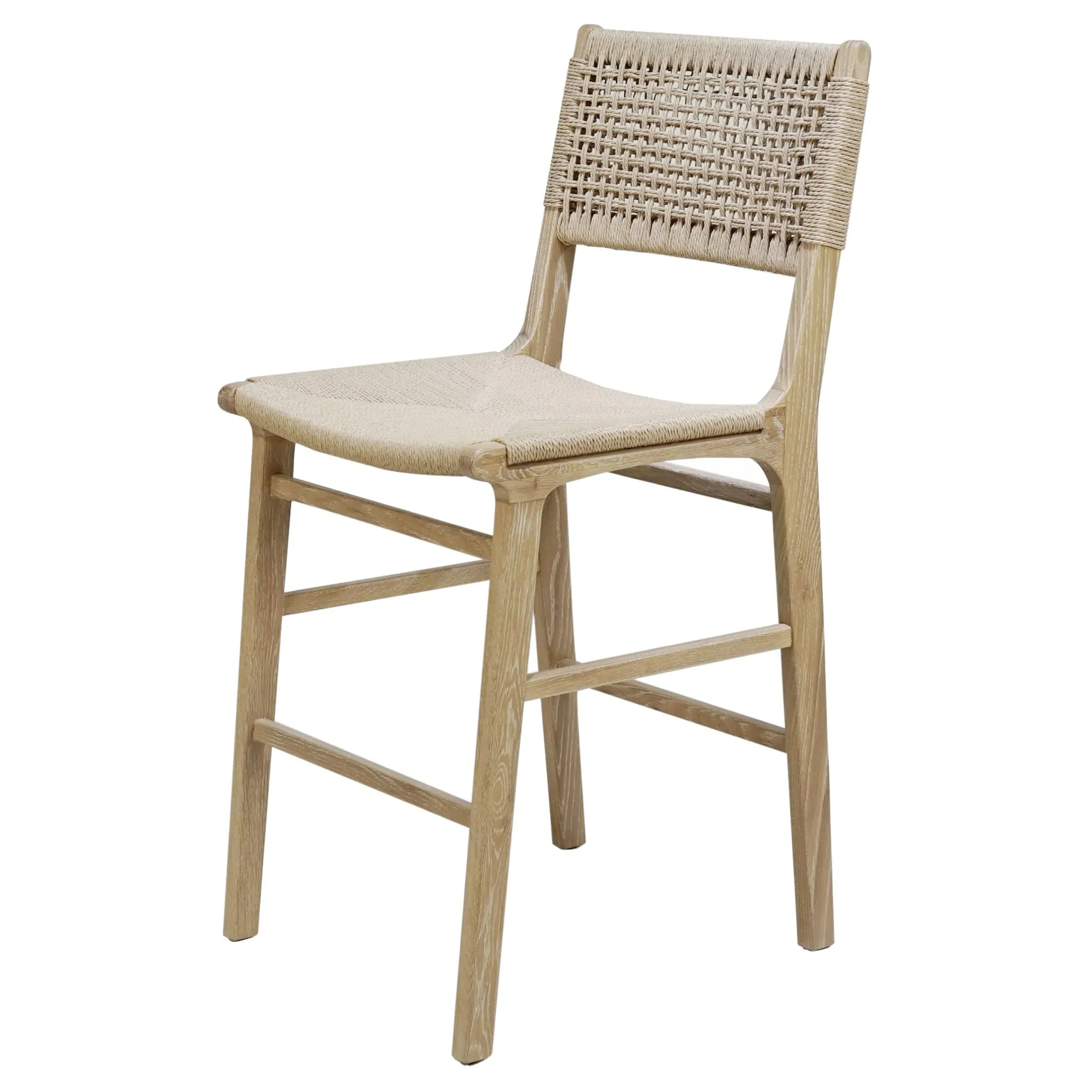 Astrid Woven Counter Stool - Brown, Oak Wood