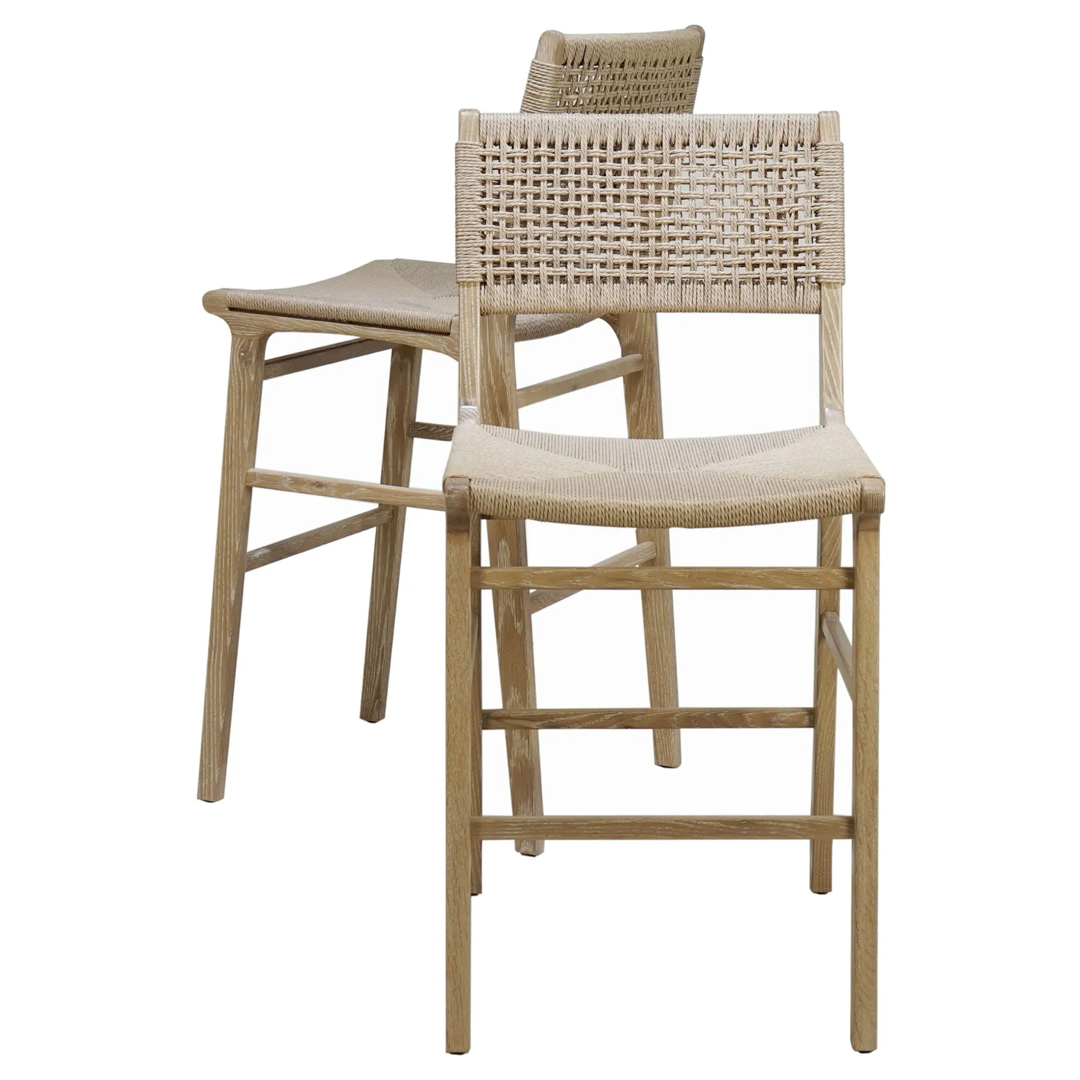 Astrid Woven Counter Stool - Brown, Oak Wood