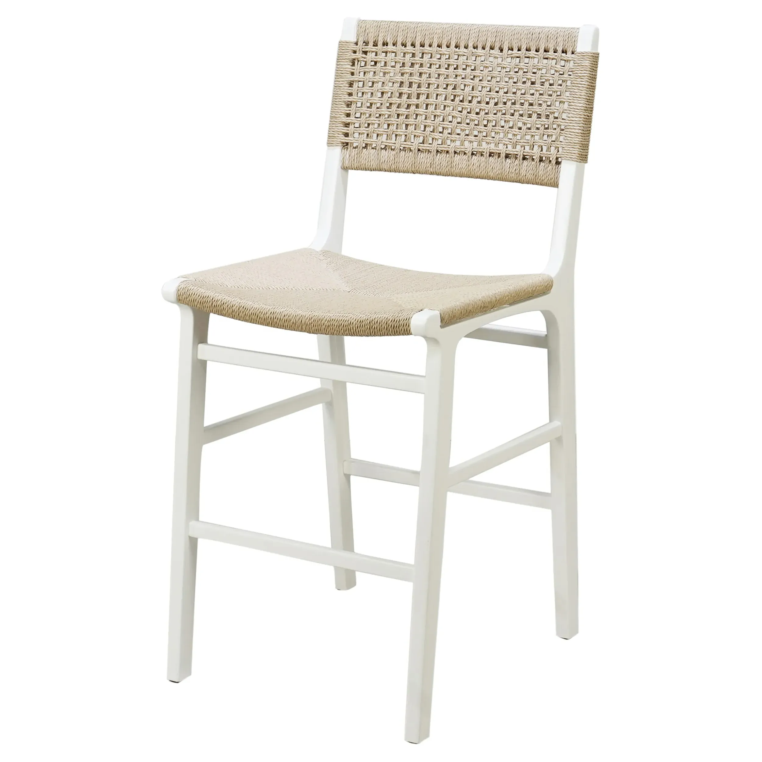 Astrid Woven Counter Stool - White, Hardwood