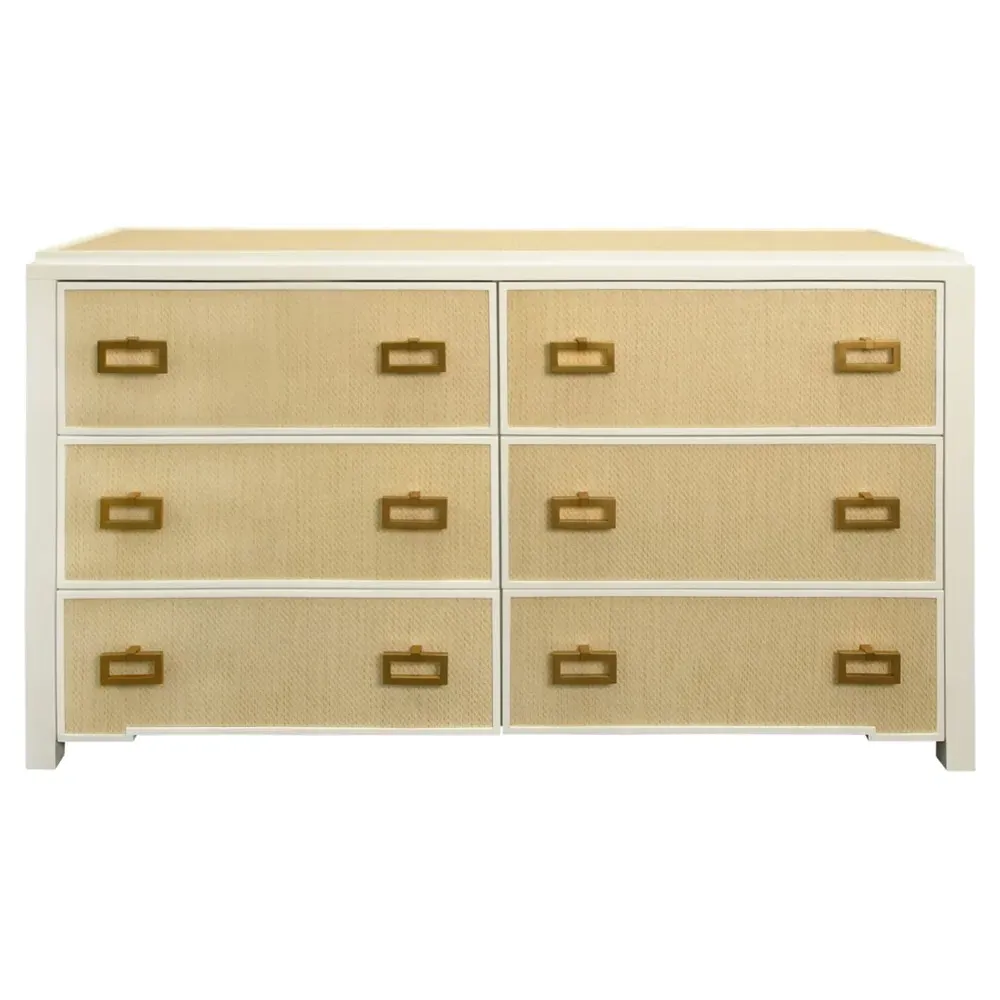 Atticus Double Dresser - White, Grasscloth