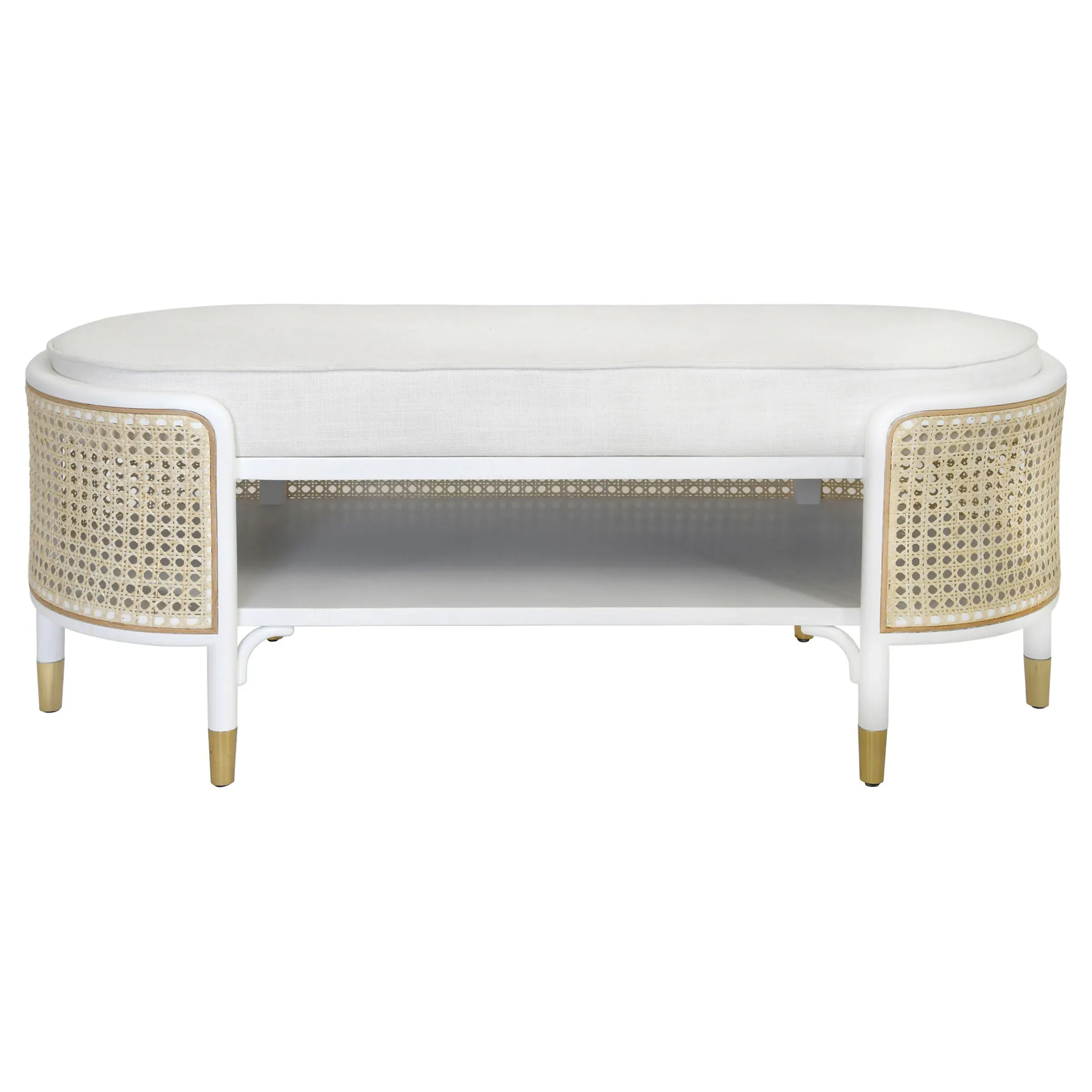 Beale Storage Bench with Cane - White, Oak image