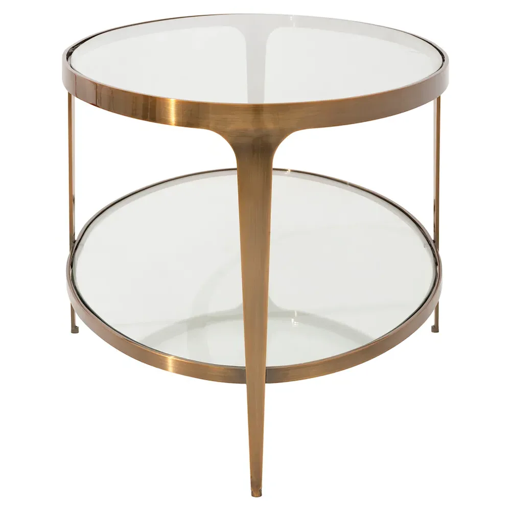 Brando Regency Oval Coffee Table - Antique Brass, Glass